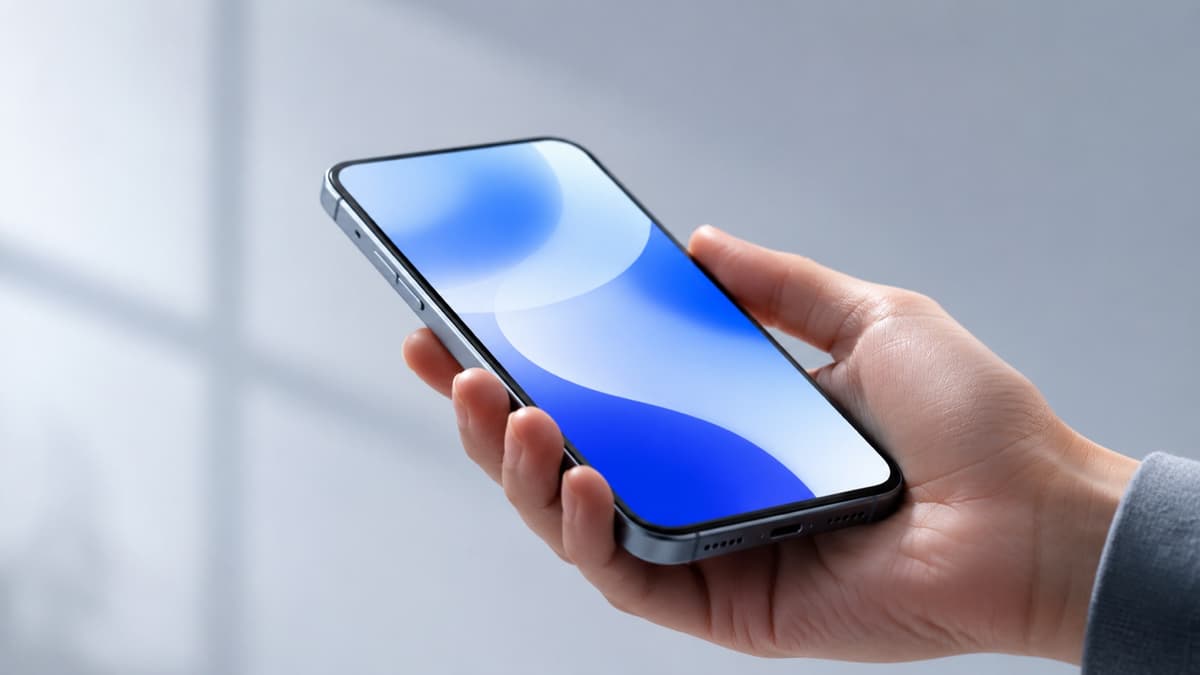 Una mano che tiene uno smartphone con lo schermo acceso